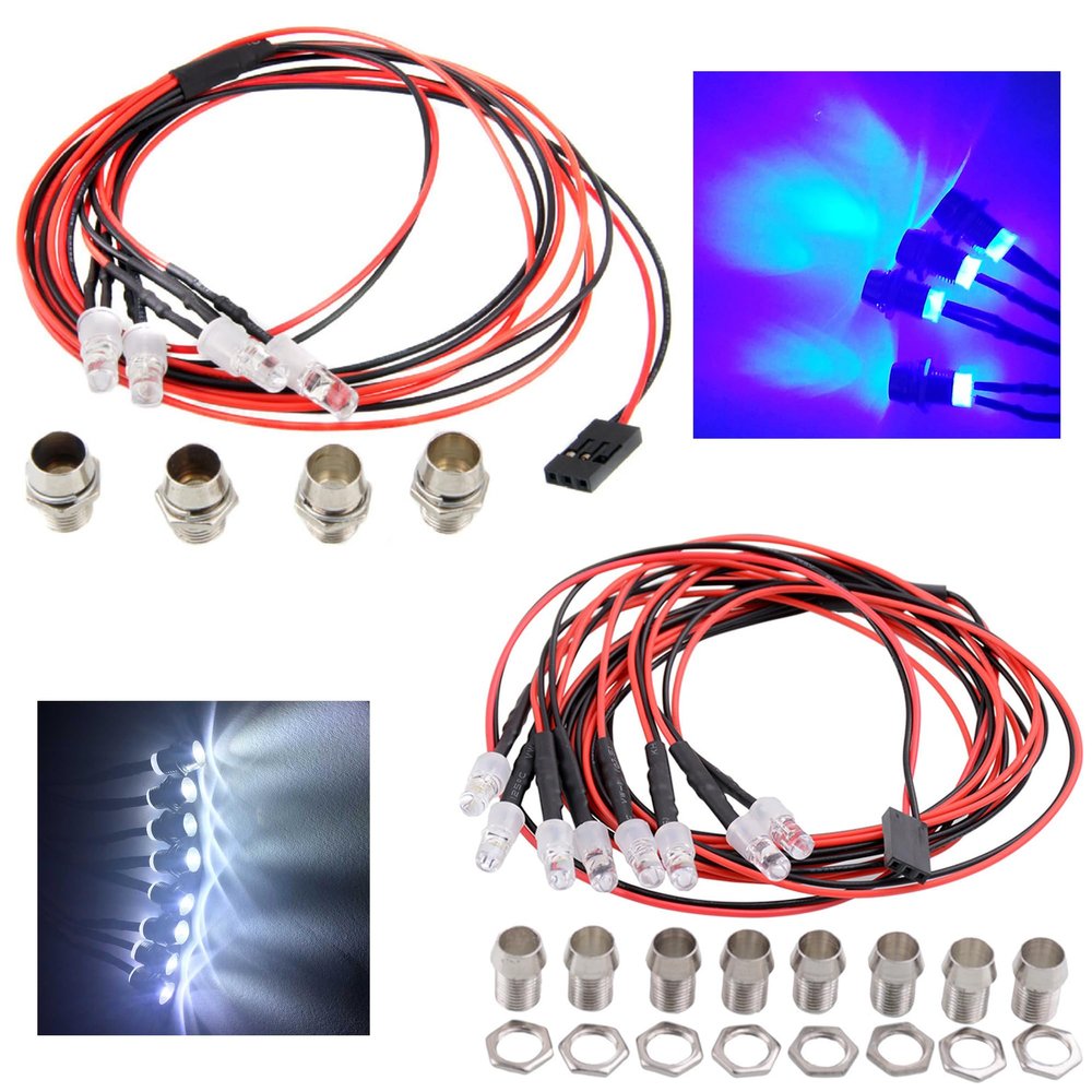 8Leds LED Light Headlights Taillight Kit Accessories & 4Leds Blue LED Light Headlights Taillight Kit Accessories