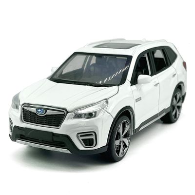 1:30 Scale 2021 Forester e-Boxer SUV Model Toy Car Metal Diecast Toy Vehicle, Doors Open, Light Sound, Pull Back, Toys for Boys Kids Gifts, Men Collection, Home Office Dcor, White