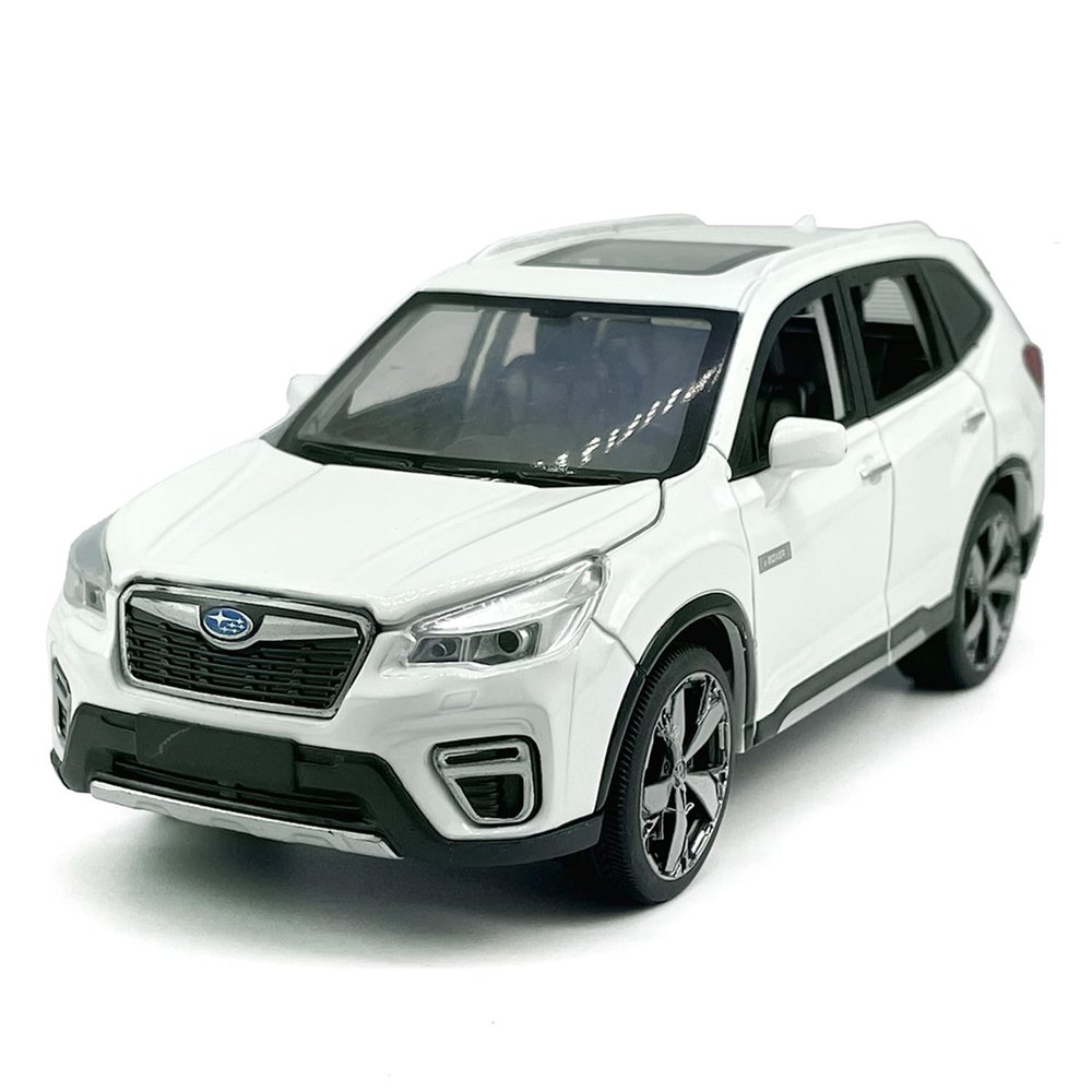 1:30 Scale 2021 Forester e-Boxer SUV Model Toy Car Metal Diecast Toy Vehicle, Doors Open, Light Sound, Pull Back, Toys for Boys Kids Gifts, Men Collection, Home Office Dcor, White