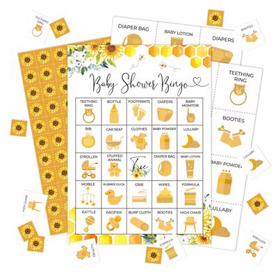 Baby Shower Bingo Game Cards, Bumble Bee Themed Baby Shower Decor, Honey Bee Newborns Party Favors, Gender Reveal Party Activities For Adults Family -16