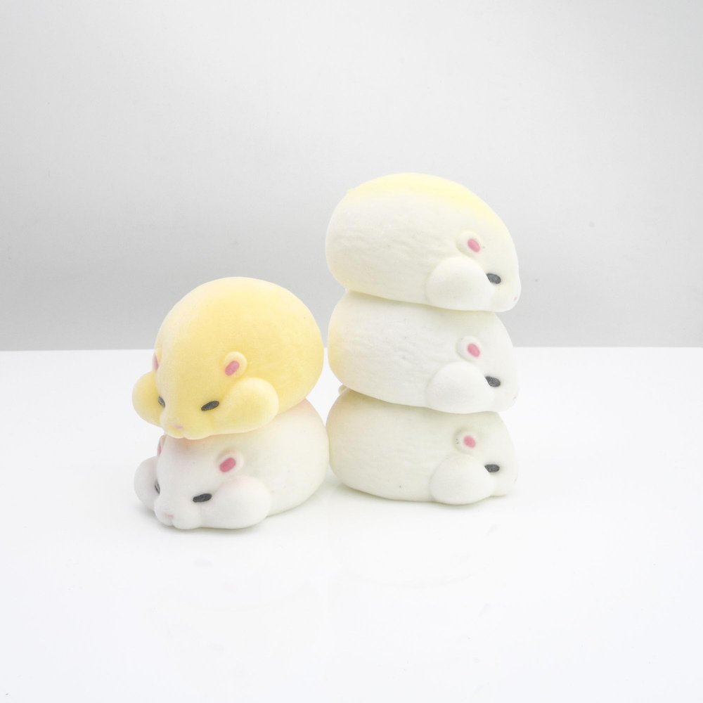 Adorable Fatty Flocking Tsumucco Hamsters Stack up,Stress Relief Squeeze Squeak Toys (All 5 Types of Hamster A)