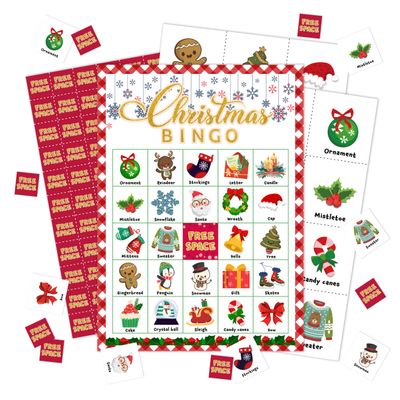 Zcsni Christmas Bingo Game Cards, Christmas Snowman Bingo Decor, Winter Party Activities, Large Group Christmas Party for Adults Friends Family, Holiday Gathering Bingo Cards-17