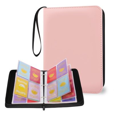 AULEEP Trading Card Binder 4 Pockets 520 Cards Collection Top Loading Cards Album, Kpop Album Easy Carry DIY Stickers Holder Removable Photocard Binder for Yoto TCG, MTG Cards, Pink