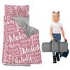 Dyoart, Personalized Toddler Nap Mat with Pillow and Blanket - Roll Up Nap Mat for Preschool, Daycare - Custom Names Soft Kids Sleeping Bags - Lightweight Sleeping Bag Pink Letters view 1