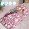 Dyoart, Personalized Toddler Nap Mat with Pillow and Blanket - Roll Up Nap Mat for Preschool, Daycare - Custom Names Soft Kids Sleeping Bags - Lightweight Sleeping Bag Pink Letters view 2