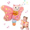 Baby Toys 0-6 Months,Infant Musical Sensory Stuffed Animal with Squeaker,Rattle,Crinkle Wings,Teether & Hanging Ring,Tummy Time Toy for Newborn 0-3-6-12 Months Boys & Girls Gift,Butterfly,Pink view 1