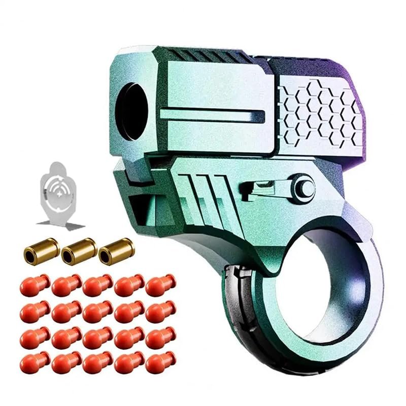 Adult Fidget Toys for Stress Relief EDC Alloy Finger Toy Pistol Decompression Launcher Model Ring for Anxiety Gift(Style-A)