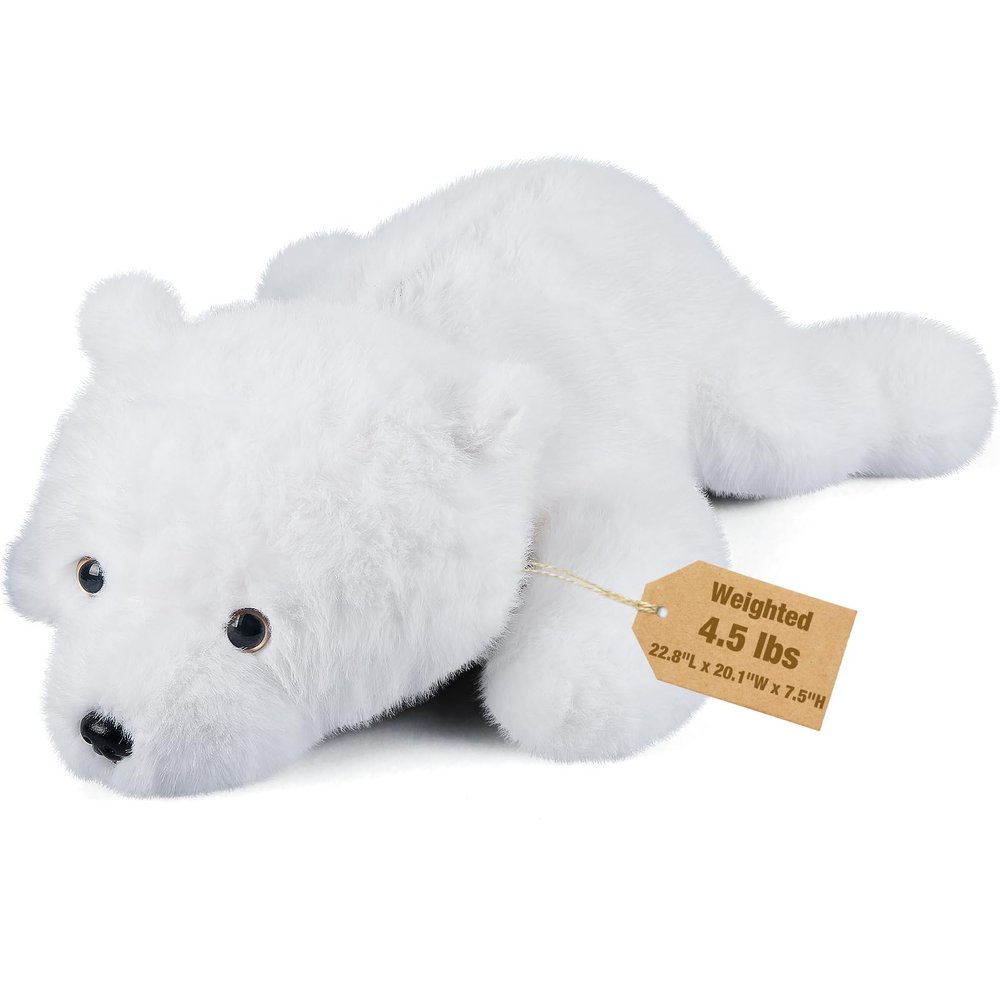 23" & 4.5 lbs Polar Bear Weighted Stuffed Animals, Cuddly & Soft Kids' Plush Toy Pillows for Companion, Large Plushies with Removable Ceramsite Bag, Gifts for Adults, Kids, Boys and Girls