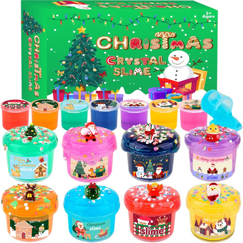 8 Pack Slime Kit,Funny Jelly Cube Crunchy Slime,Soft & Stretchy,Birthday Gifts for Kids,Christmas Stocking Stuffers,Christmas Party Favors for Girls and Boys