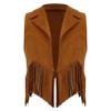 iiniim Halloween Cowboy Jacket Waistcoat Kids Cowgirl Suede Tassel Vest Medieval Renaissance Outerwear Tops Brown 10 Years view 1