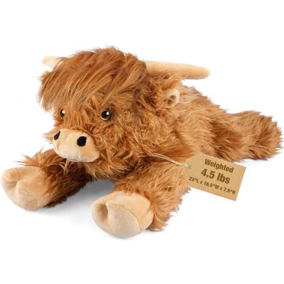 22" & 4.5 lbs Highland Cow Weighted Stuffed Animal, Cuddly & Soft Kids' Plush Toy Pillows for Companion, Large Plushies with Removable Ceramsite Bag, Gifts for Adults, Kids, Boys and Girl