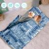 Dyoart, Personalized Toddler Nap Mat with Pillow and Blanket - Roll Up Nap Mat for Preschool, Daycare - Custom Names Soft Kids Sleeping Bags - Lightweight Sleeping Bag Light Blue view 2