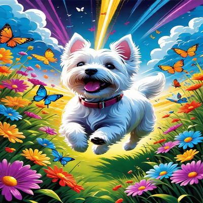 1000 PieceAdult and Youth Colorful Animals Puzzles West Highland White Terrier Fun and challenging,Chasing Butterflies Themed Puzzles,Great Gift for Family and Friends Dimensions 20 X 28.8 Inche