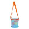 Beach Toy Bag Beach Shoulders Bag Mesh Beach Bag Kid Sand Toy Bag Bucket Bag Seashells Storage Bag Beach Net Bag, Blue Yellow Strap view 4