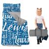 Dyoart, Personalized Toddler Nap Mat with Pillow and Blanket - Roll Up Nap Mat for Preschool, Daycare - Custom Names Soft Kids Sleeping Bags - Blue Lightweight Sleeping Bag view 1