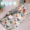 Dyoart, Personalized Toddler Nap Mat with Pillow and Blanket - Roll Up Nap Mat for Preschool, Daycare - Custom Names Soft Kids Sleeping Bags - Lightweight Sleeping Bag Roosters Designs view 2