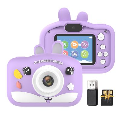 Andoer Kids Photo Camera with 32GB Card, 1080P HD Selfie Video Photo Camera for Kids, 2.0" Digital Camera for Kids with 8X Zoom, Boys and Girls Years Old Birthday Gifts (Purple)