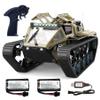 XCRCFUN RC Tank Car, 1:16 Remote Control Crawler 10KM/H High Speed Tank, 2.4Ghz RC Rock Crawler Off-Road 4WD 360Rotating Drifting Car with 2 Batteries, Military Truck Toy for Kids view 1