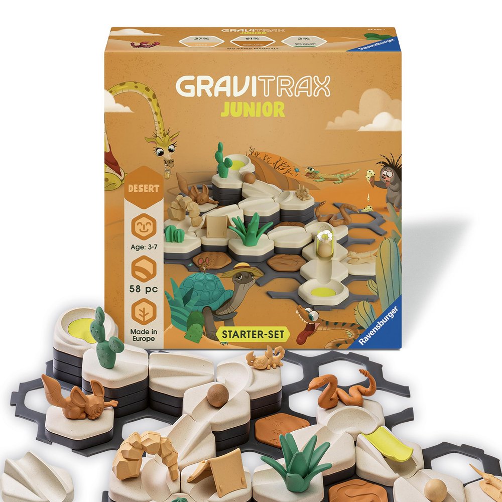 Ravensburger GraviTrax Junior Starter Set - My Desert - 58-Piece Marble Run Game - Fun and Educational Preschool Marble Structure Building - STEM-Friendly, Interactive Learning - Kids Age 3 and Older