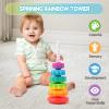Riuja Baby Spinning Stacking Toys, 1-3 Rainbow Ring Stacker Montessori Toys for Babies, Sensory Toys for Toddlers, Christmas and Birthday Gifts Suitable for Boys and Girls (14 inches) view 3