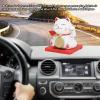 Solar Powered Lucky Cat, 2 Inch Waving Arm White Cat Set, Good Luck Charm, Luck and Fortune, Solar Waving Cat, Solar Energy Powered Car Dashboard Decor for Home Office (White) view 2