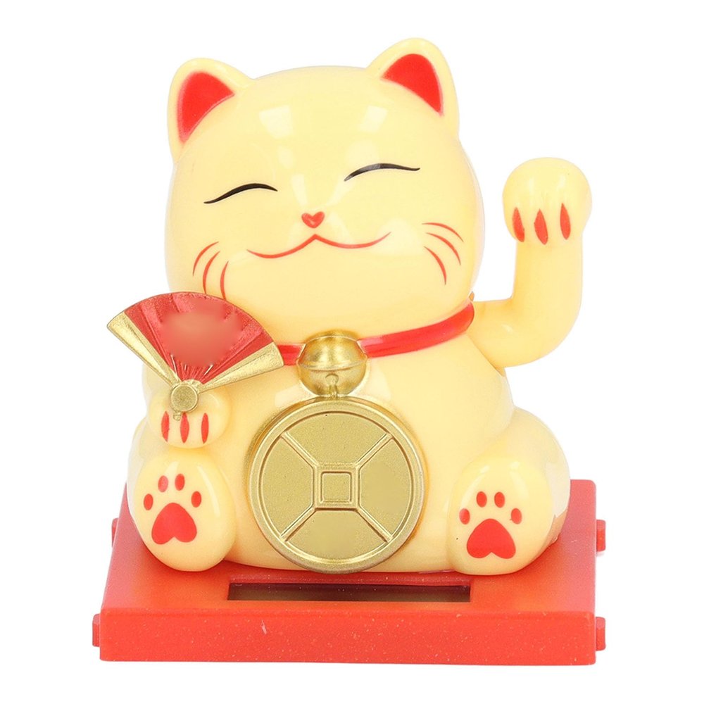 2inch Solar Lucky Fortune Cat, Solar Powered Lucky Cat Waving Arm with Clear Box, Prosperous Life Elegant, Lucky Cat Cute Decoration for Home Office Car Stores Dash Board Decor