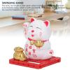 Solar Powered Cute Waving Cat, 3.1x3.1x3.5inch Money Lucky Figurine Solar Lucky Money Cat Ornament, Wealth Good Luck Fortune Shui Desk Decoration Car Decor for Home Office (White) view 2