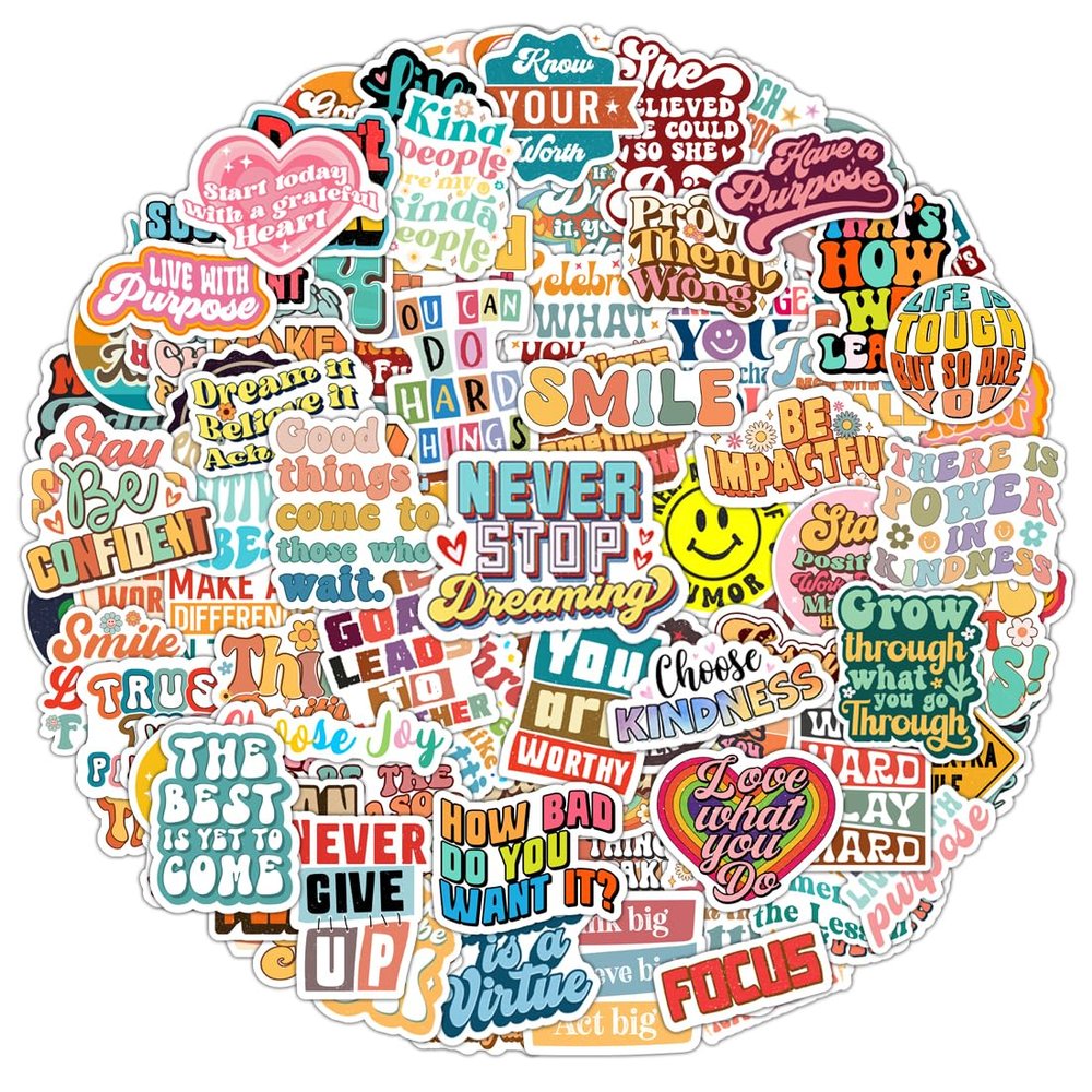 100 Pack Motivational Stickers, Positive Inspirational Decals, Teacher Rewards for Phone Cases Laptops Easter Basket Gifts, Study Groups, Water Bottle Stickers for Women Teens Kids Adults (Inspire)