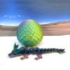 3D Printed Baby Dragon with Dragon Egg, Articulated Baby Dragon, Articulated Clover, Crystal, Easter, Gemstone, Orchid, Rose, Woodland Baby Dragon, Fidget ADHD Toy BD001 (Crystal, Red Yellow Blue) view 3