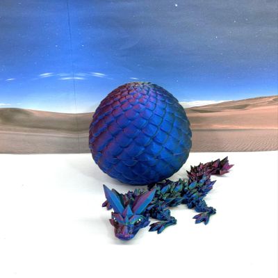 3D Printed Baby Dragon with Egg, Articulated Dragon,