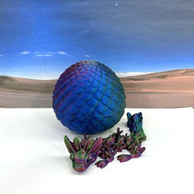 3D Printed Baby Dragon with Dragon Egg, Articulated Clover, Crystal, Easter, Rose, Gemstone, Orchid, Woodland Baby Dragon, Fidget ADHD Toy BD-Set-001 (Egg + Easter Baby Dragon, Red Green Blue)
