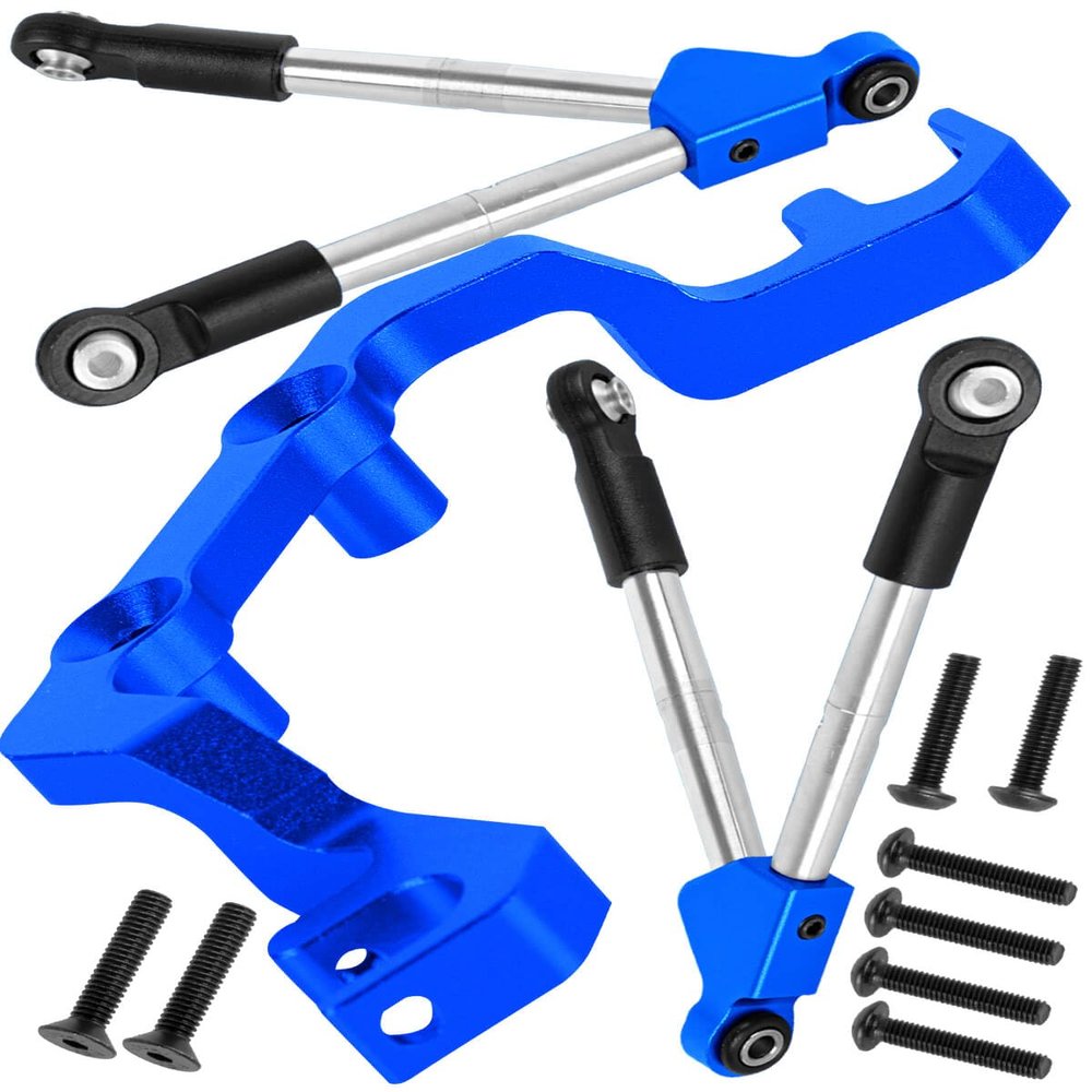 hopsupRC 7075 Aluminum C Hub Front Tie Rods with Stabilizer Upgrade Parts for 1/10 Slash 4X4 4WD LCG.Navy Blue
