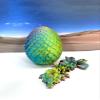 3D Printed Baby Dragon with Dragon Egg, Articulated Clover, Crystal, Easter, Rose, Gemstone, Orchid, Woodland Baby Dragon, Fidget ADHD Toy BD-Set-001 (Egg + Clover Baby Dragon, Red Yellow Blue) view 1