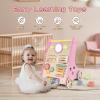 LOL-FUN Wooden Baby Walker for Girls with Wheels, Push Walker for Girl 12 Months, Pink Baby Push Toy for 1 Year Old Walking view 3