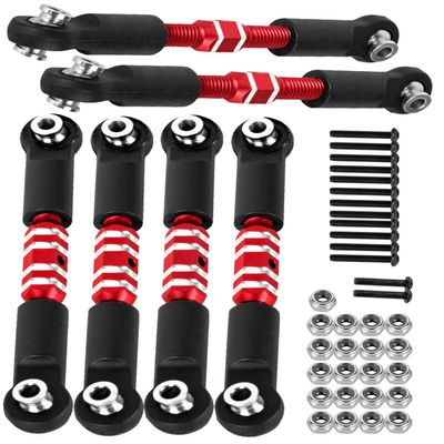 hopsupRC RC Aluminum Adjustable Turnbuckles Camber Links Toe Link Upgrades Part for 1/10 Senton/Granite/Vorteks 3S BLX(Mega 550).Alloy Adjustable Turnbuckles Hops Up.Red(6PCS)