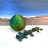3D Printed Baby Dragon with Dragon Egg, Articulated Clover, Crystal, Easter, Rose, Gemstone, Orchid, Woodland Baby Dragon, Fidget ADHD Toy BD-Set-001 (Egg + Orchid Baby Dragon, Orange Blue Green) view 1