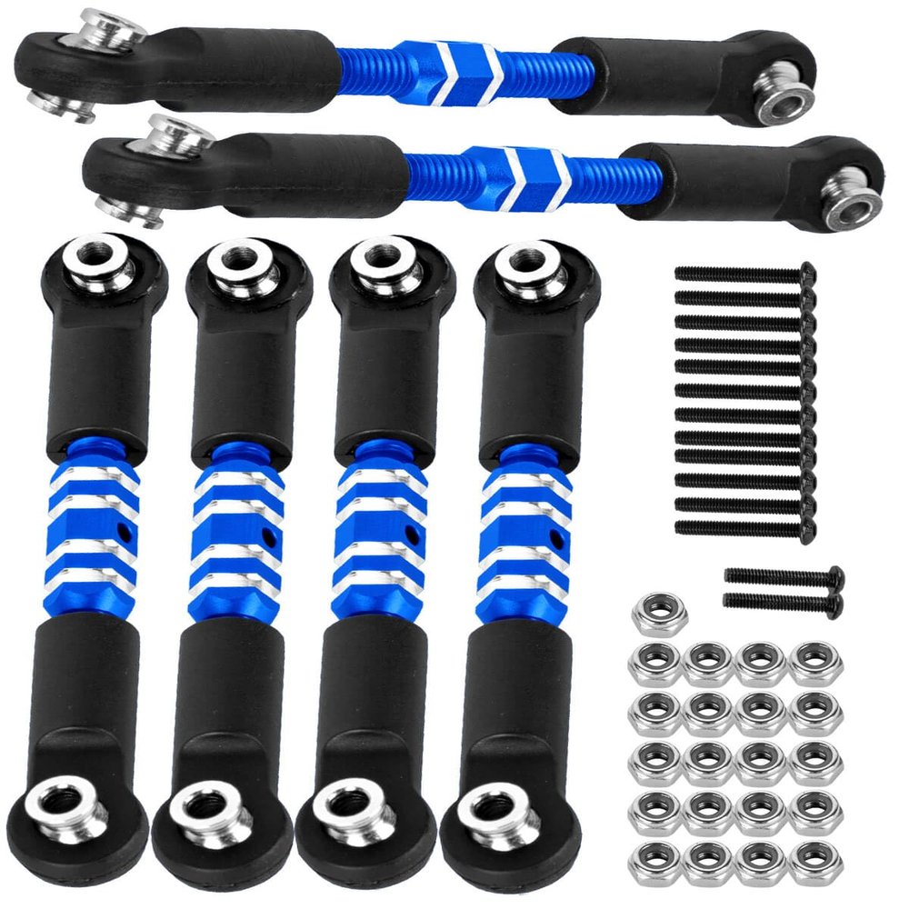 hopsupRC RC Aluminum Adjustable Turnbuckles Camber Links Toe Link Upgrades Part for 1/10 Senton/Granite/Vorteks 3S BLX(Mega 550).Alloy Adjustable Turnbuckles Hops Up.Navy Blue(6PCS)