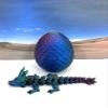3D Printed Baby Dragon with Dragon Egg, Articulated Clover, Crystal, Easter, Rose, Gemstone, Orchid, Woodland Baby Dragon, Fidget ADHD Toy BD-Set-001 (Egg + Crystal Baby Dragon, RED Green Blue) view 2