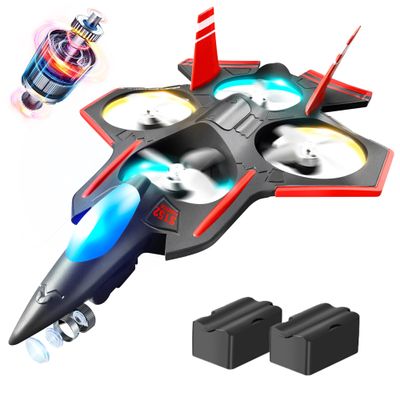BEZGAR Brushless RC Plane with Camera | 2.4GHZ Remote Control Airplane, 6-axis Gyro Drones for Kids, RC Helicopter, 360Flip Jet Fighter for Beginners with LED Navigation Lights and Two Batteries
