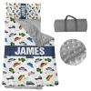 Personalized Nap Mats for Preschool, Custom Name Toddler Sleep Mats for Kids Daycare Kindergarten Car Series Portable Sleeping Bag with Pillow and Blanket for Boys Girls Easy Roll Up Police Car view 1