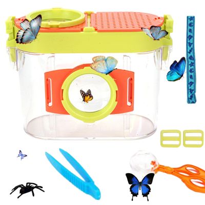 Bug Catcher Kit for Kids Educational Butterfly Kit with Magnifying Glass, Tweezer, Bug Collector, Bug Model, Shoulder Strap Outdoor Toys for Kids, Bug Toys