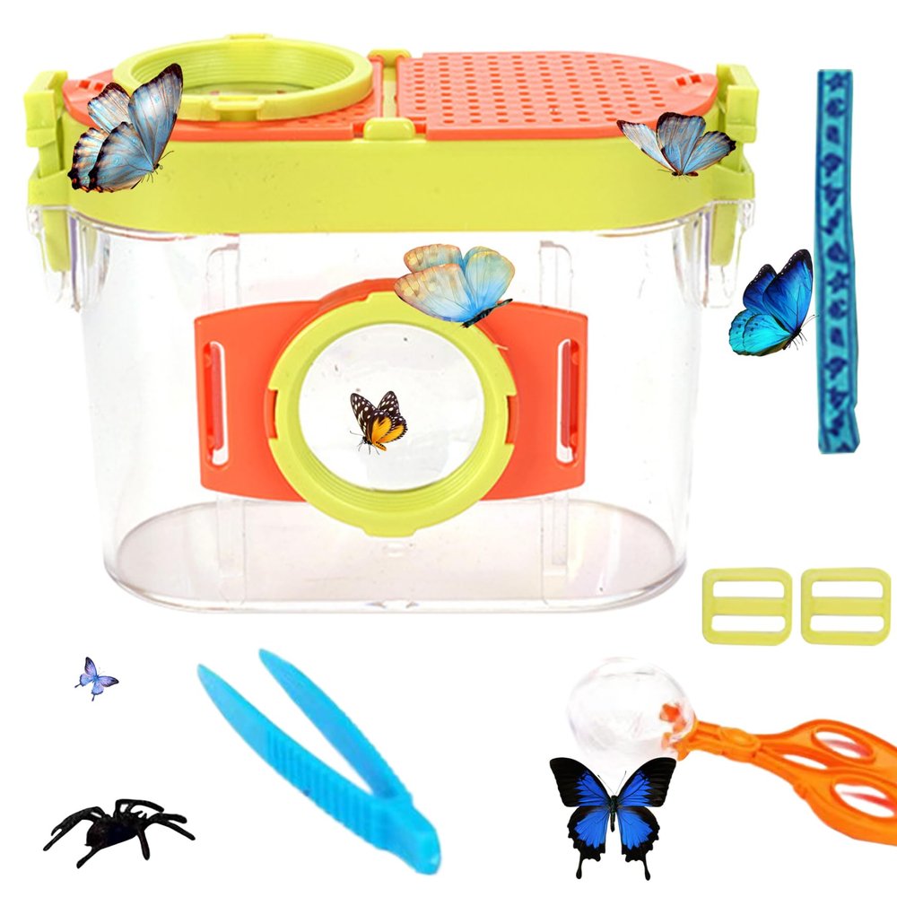 Bug Catcher Kit for Kids Educational Butterfly Kit with Magnifying Glass, Tweezer, Bug Collector, Bug Model, Shoulder Strap Outdoor Toys for Kids, Bug Toys
