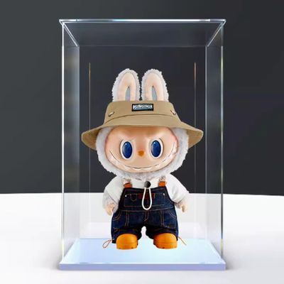Acrylic Display Box for Doll Model, Transparent Dustproof Display Box, Compatible with Doll Model Construction kit (Model Not Included) (White Base)