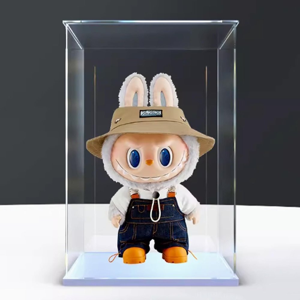Acrylic Display Box for Doll Model, Transparent Dustproof Display Box, Compatible with Doll Model Construction kit (Model Not Included) (White Base)