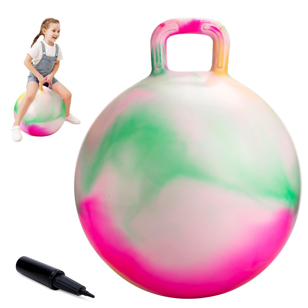 ZOOJOY Hopper Ball for Kids, 18 Inch Bouncy Ball with Handle, Clouds Girl Toys for Indoor Outdoor Active Play, Best Inflatable Balance Hopping Toys for Girls Boys Gifts 3 4 5 6 7 8 Years Old