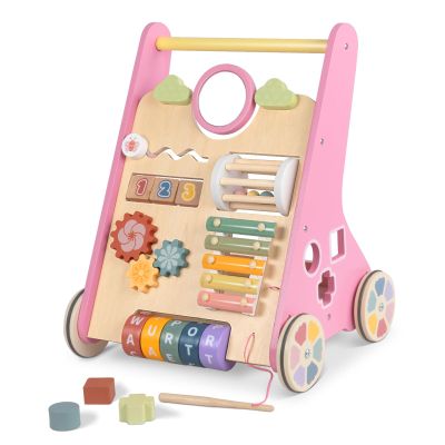 Baby Walker with Wheels, Wooden Push Walker Toys for Babies 10-12 Months, Baby Girl Walking Activity Toys for 1 Year Old