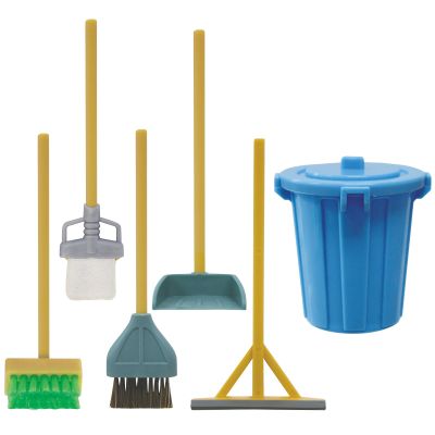 Kokubo 4016 Mini Cleaning Tools, Set of 6, Deck Brush, Dustpan, Dragonfly, Broom, Mop Broom, Trash Can Collection, Desk, Washroom, Water Basin, Miniature, Stylish, Cute