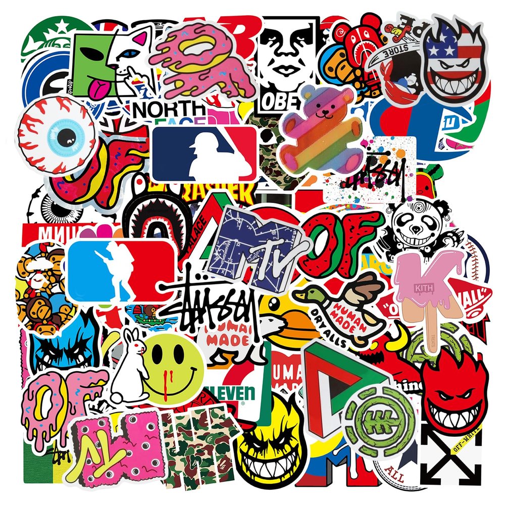 Cool Brand Stickers - 101 Pack Cool Stickers for Skateboard, Helmet, Laptop, Bicycle, Skater Sticker
