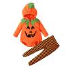 ZINTAOZT Baby Halloween Cosplay Costume Infant Boy Girl Long Sleeve Hooded Pumpkin Romper&Striped Pants Role Play 2Pcs Outfit (Standard, 18-24 Months, Orange B) view 1