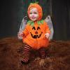 ZINTAOZT Baby Halloween Cosplay Costume Infant Boy Girl Long Sleeve Hooded Pumpkin Romper&Striped Pants Role Play 2Pcs Outfit (Standard, 18-24 Months, Orange B) view 2